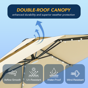 Terraliving Cantilever Umbrella with Integrated LED Lighting, Reinforced Powder-Coated Aluminium Ribs and Pole
