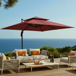 Terraliving Cantilever Umbrella - Integrated LED, Fibreglass Ribs, Aluminium Pole (Powder-Coated)