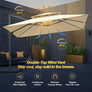 Terraliving Cantilever Umbrella - Integrated LED, Fibreglass Ribs, Aluminium Pole (Powder-Coated)