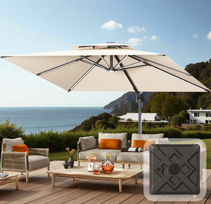 Terraliving Cantilever Umbrella - Integrated LED, Fibreglass Ribs, Aluminium Pole (Powder-Coated)