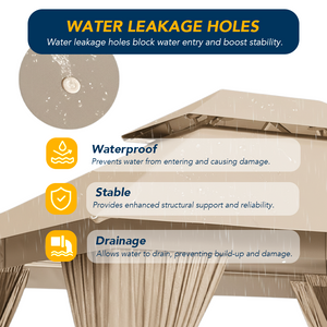 TerraLiving  Double-Vented Roof Gazebo-Beige