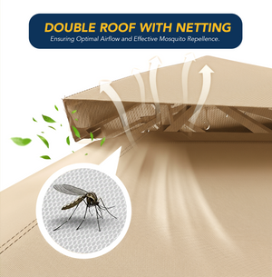 TerraLiving  Double-Vented Roof Gazebo-Beige