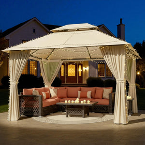 TerraLiving  Double-Vented Roof Gazebo-Beige