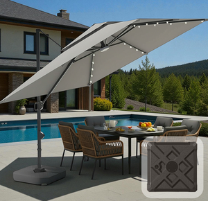 Terraliving Cantilever Umbrella with Integrated LED Lighting, Reinforced Powder-Coated Aluminium Ribs and Pole