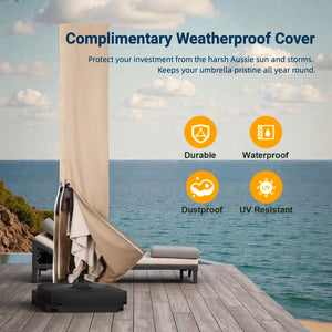 Terraliving Cantilever Umbrella - Integrated LED, Fibreglass Ribs, Aluminium Pole (Powder-Coated)