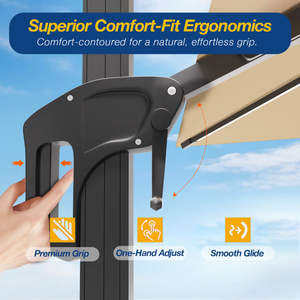 Terraliving Cantilever Umbrella - Integrated LED, Fibreglass Ribs, Aluminium Pole (Powder-Coated)