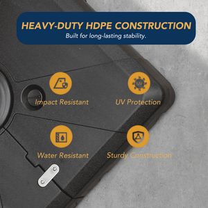 Umbrella Base, 115–200 kg Heavy-Duty Refillable HDPE Stand for Patio, Garden and Poolside Stability